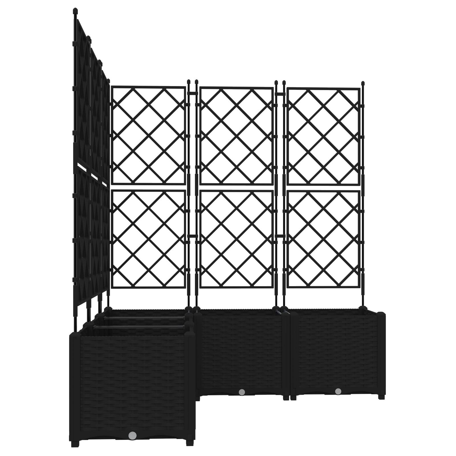 vidaXL Pflanzkasten mit Rankgitter 5 Stk. Schwarz 120x120x143 cm