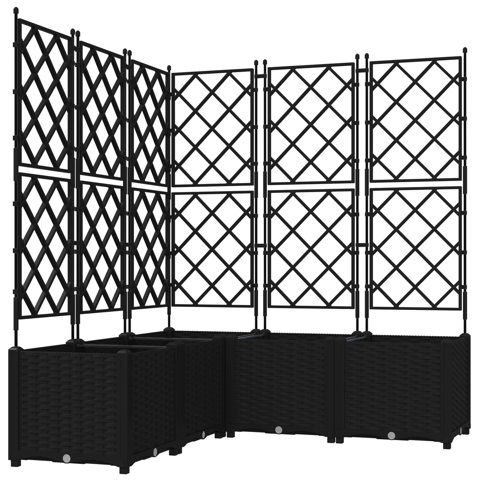 vidaXL Pflanzkasten mit Rankgitter 5 Stk. Schwarz 120x120x143 cm