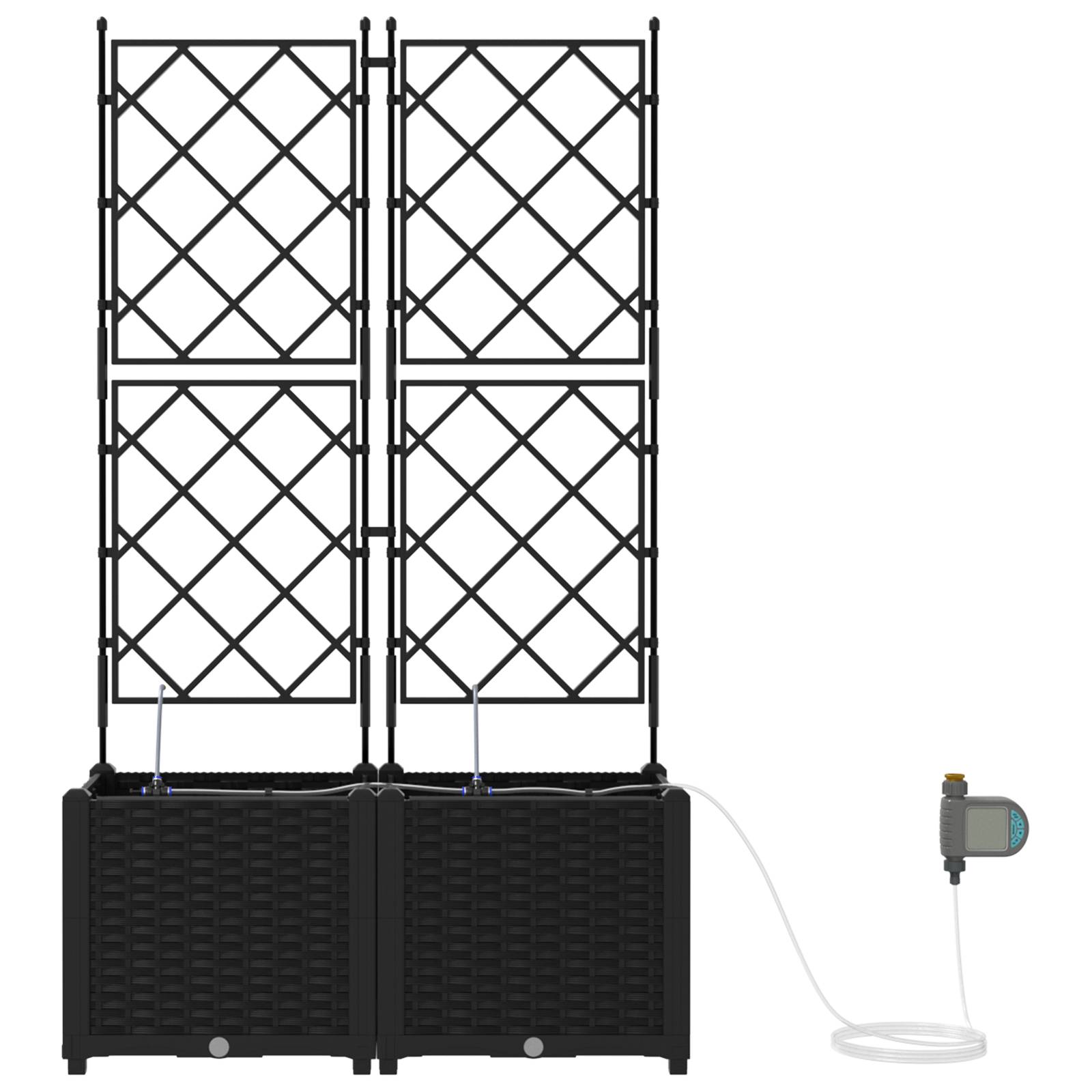 vidaXL Pflanzkästen mit Bewässerungssystem 2 Stk. Schwarz