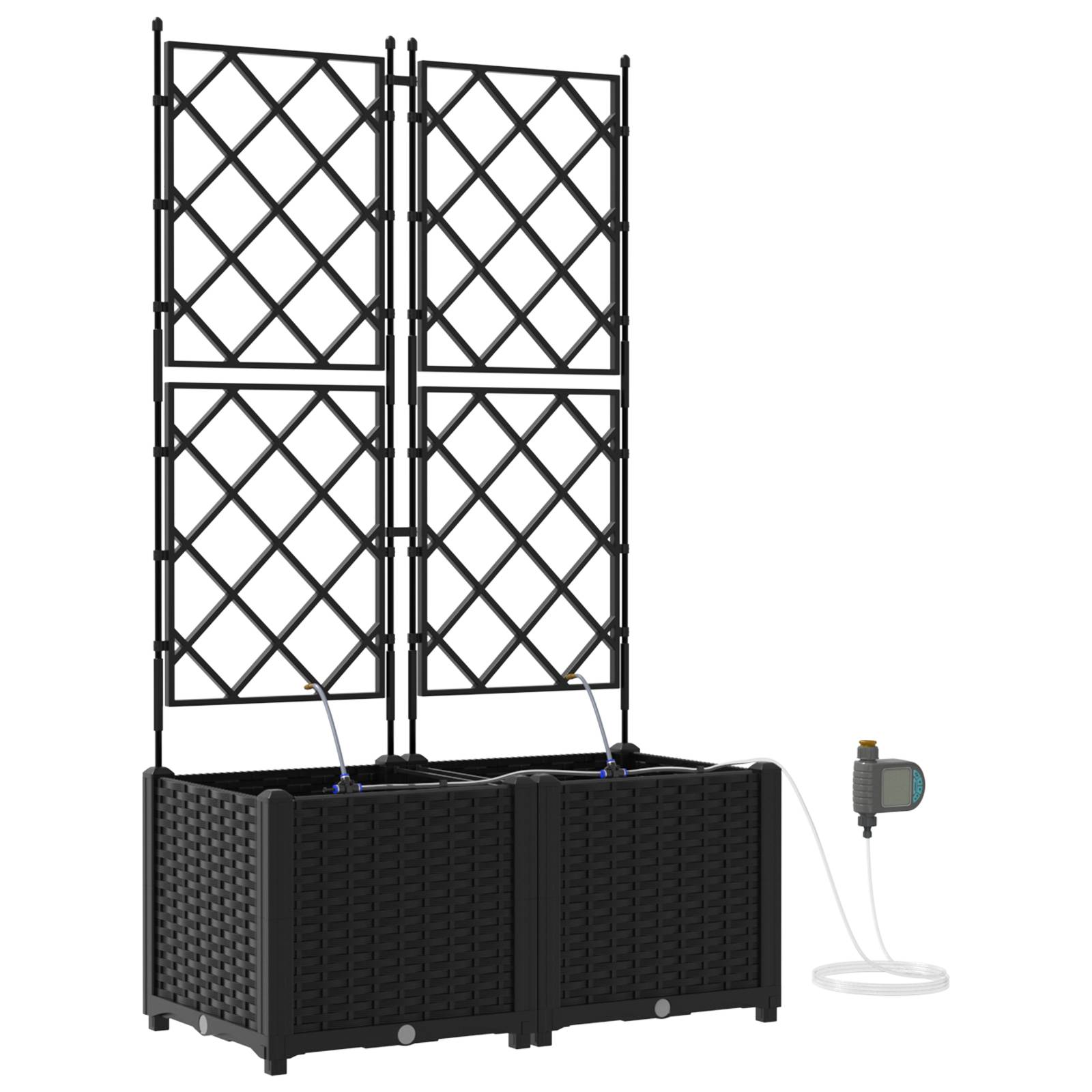 vidaXL Pflanzkästen mit Bewässerungssystem 2 Stk. Schwarz