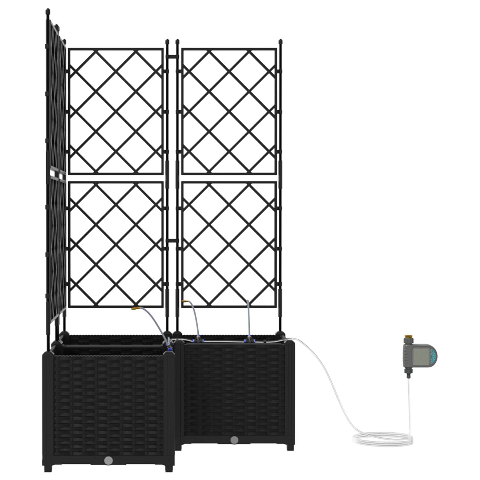 vidaXL Pflanzkästen mit Bewässerungssystem 3 Stk. Schwarz