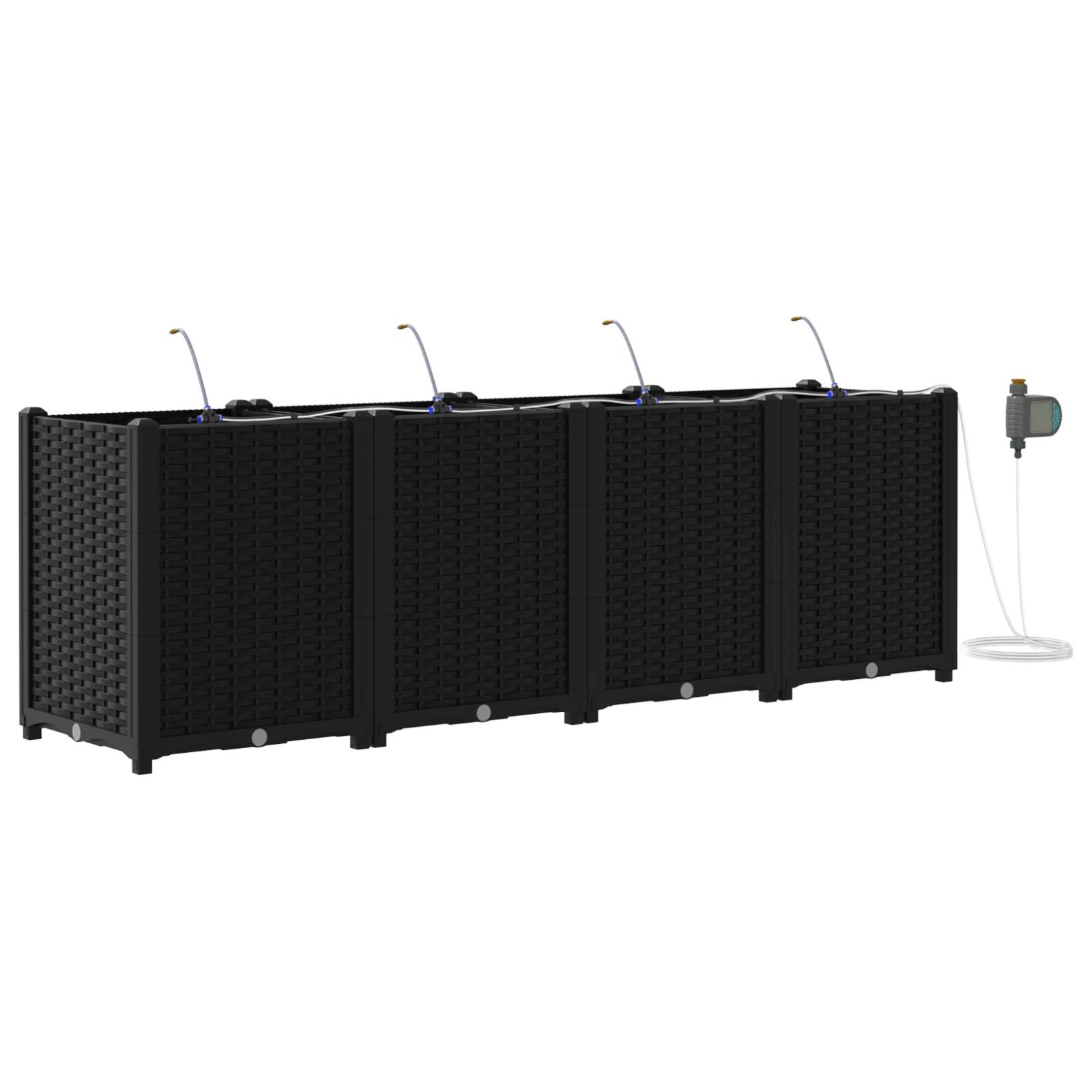 vidaXL Pflanzkästen mit Bewässerungssystem 4 Stk. Schwarz