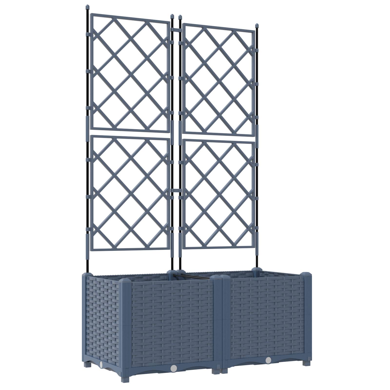 vidaXL Pflanzkasten mit Rankgitter 2 Stk. Grau 80x40x143 cm