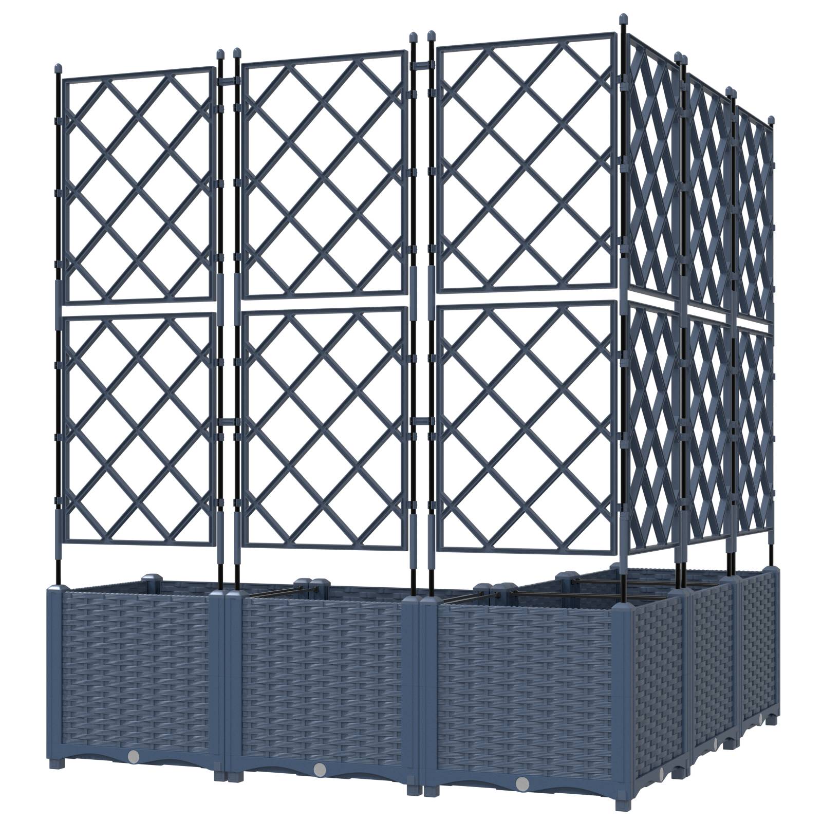 vidaXL Pflanzkasten mit Rankgitter 5 Stk. Grau 120x120x143 cm