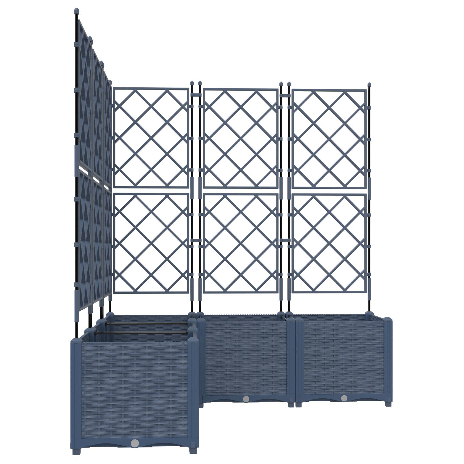vidaXL Pflanzkasten mit Rankgitter 5 Stk. Grau 120x120x143 cm