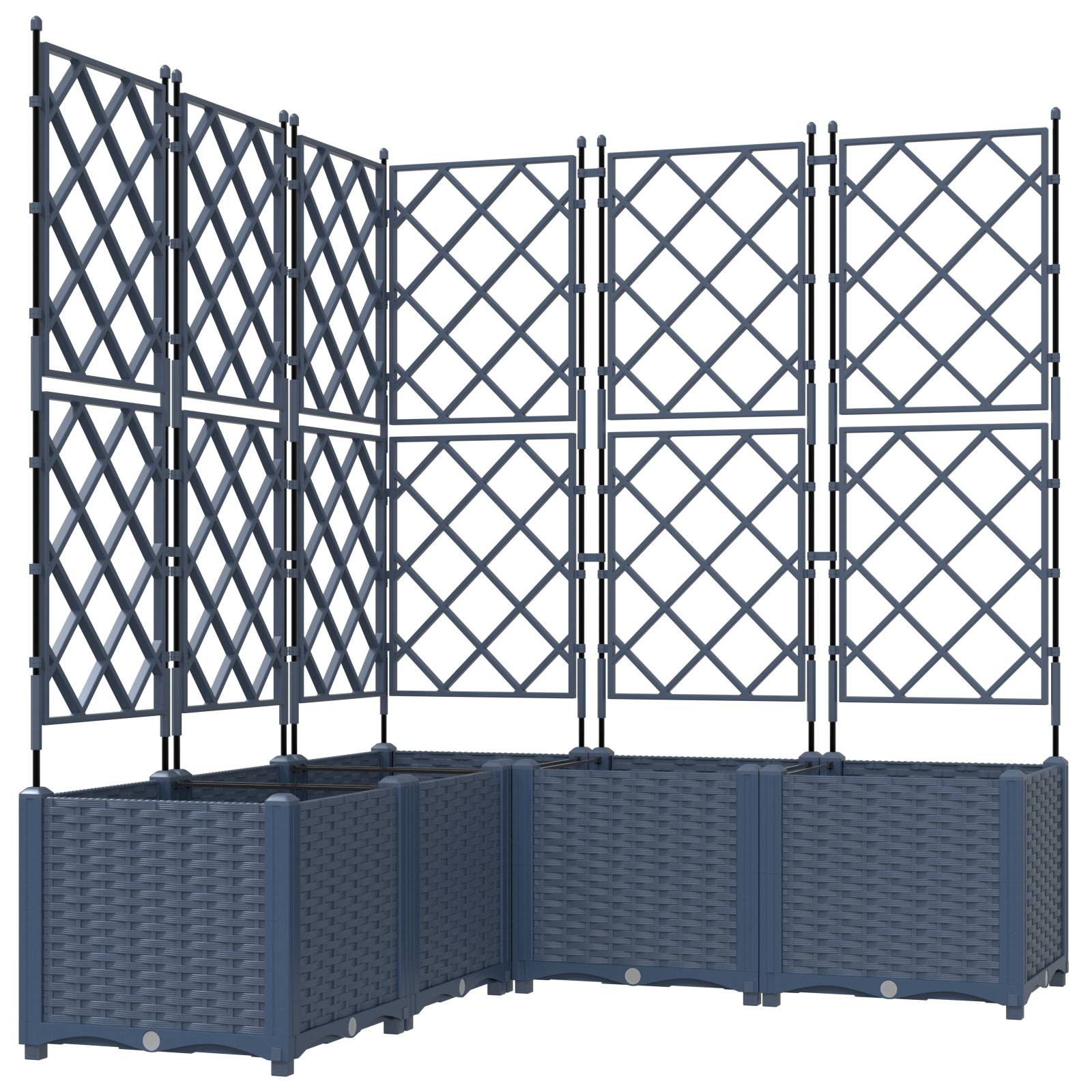 vidaXL Pflanzkasten mit Rankgitter 5 Stk. Grau 120x120x143 cm