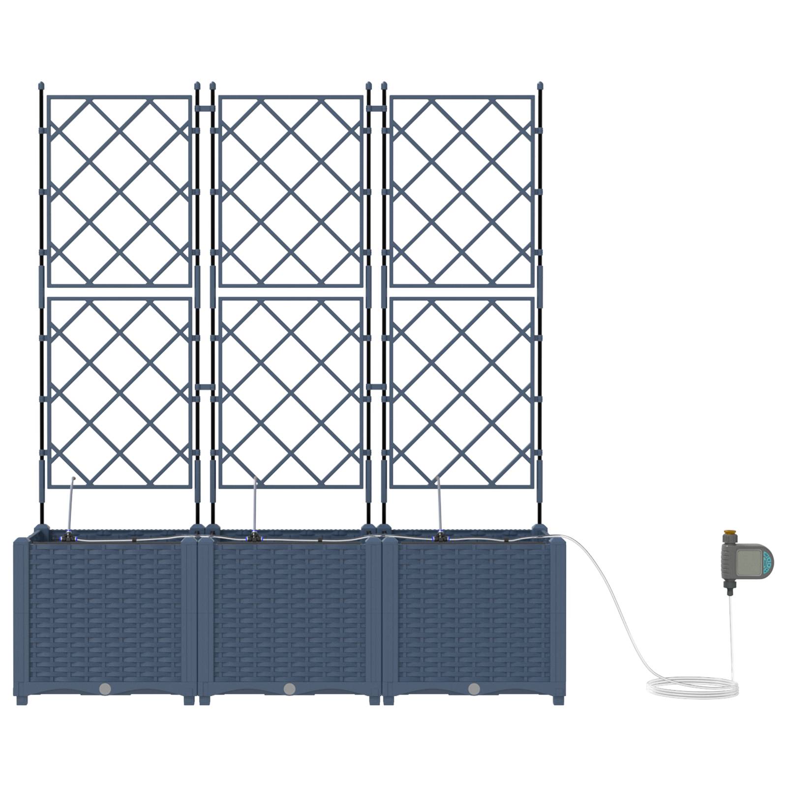 vidaXL Pflanzkästen mit Bewässerungssystem 3 Stk. Grau