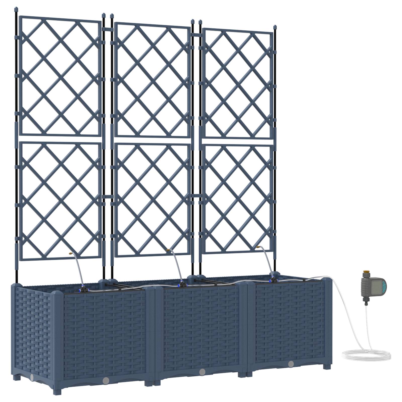 vidaXL Pflanzkästen mit Bewässerungssystem 3 Stk. Grau