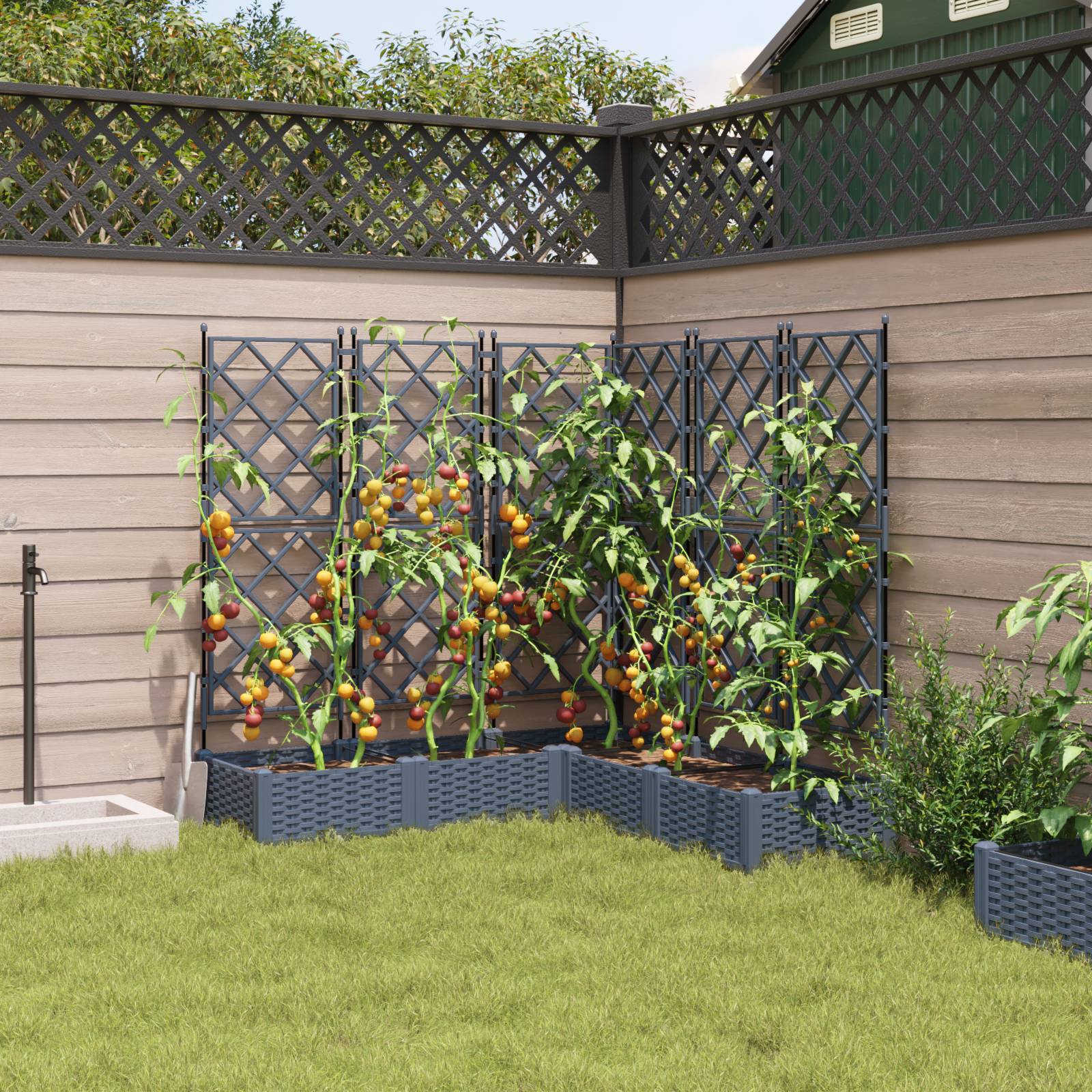 vidaXL Pflanzkasten mit Rankgitter 5 Stk. Hellgrau 120x120x125,5 cm