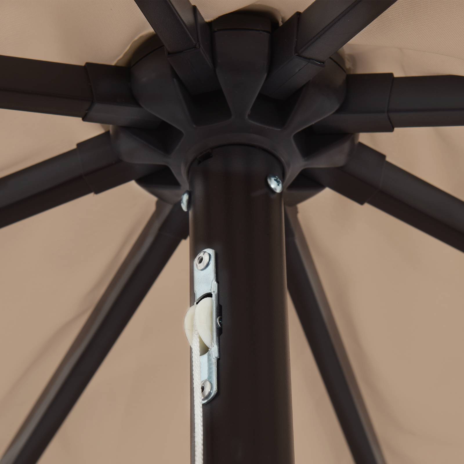 vidaXL Sonnenschirm mit LED-Leuchten 395x245 cm Taupe