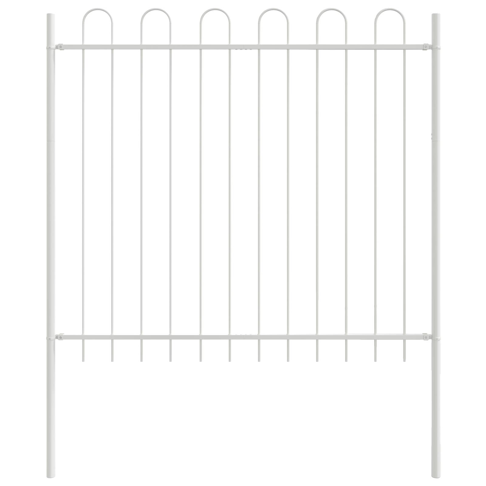 vidaXL Gartenzaun mit Bogenoberteil Weiß 5,1x1,5 m Stahl