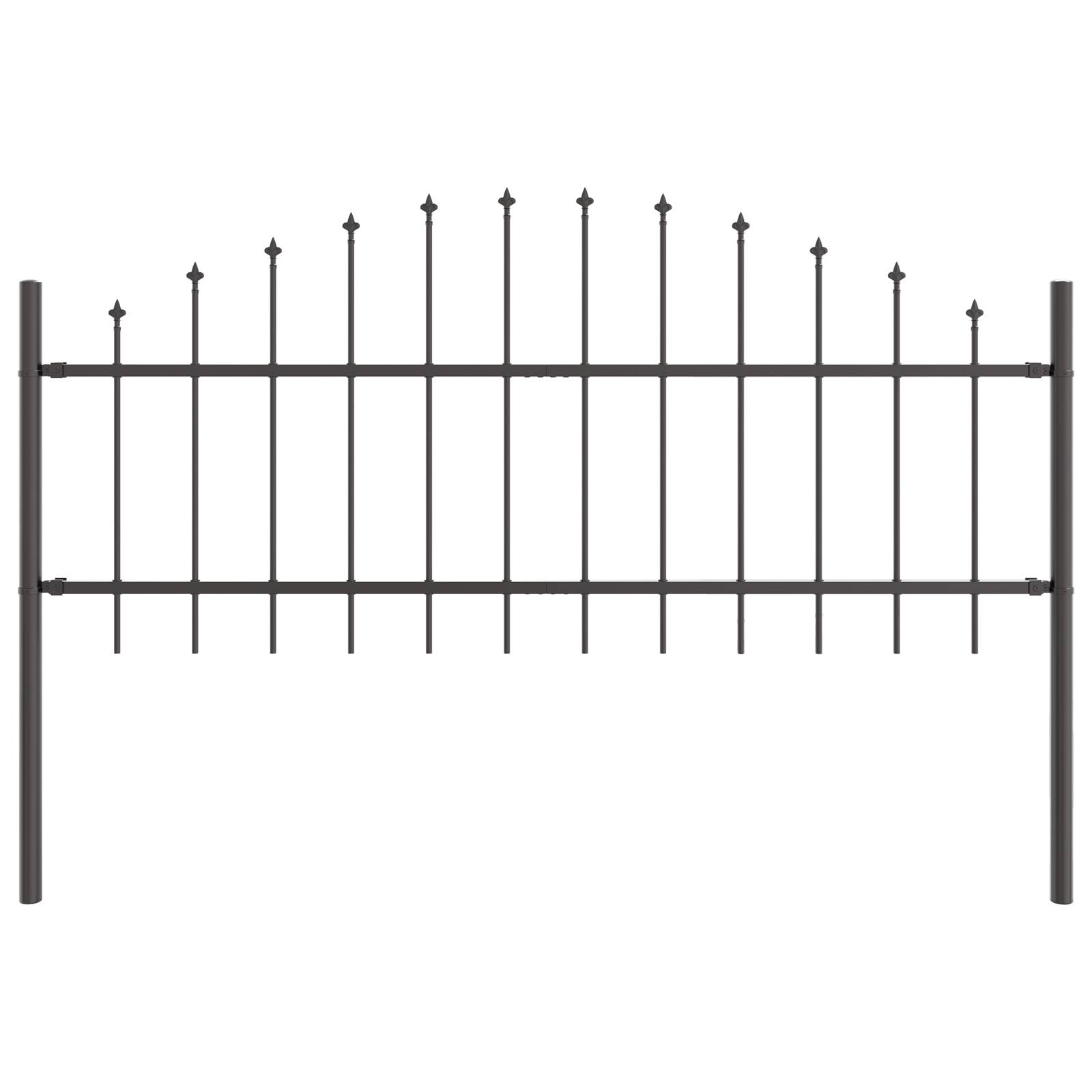 vidaXL Gartenzaun mit Bogenoberteil Grau 1,7x0,75 m Stahl