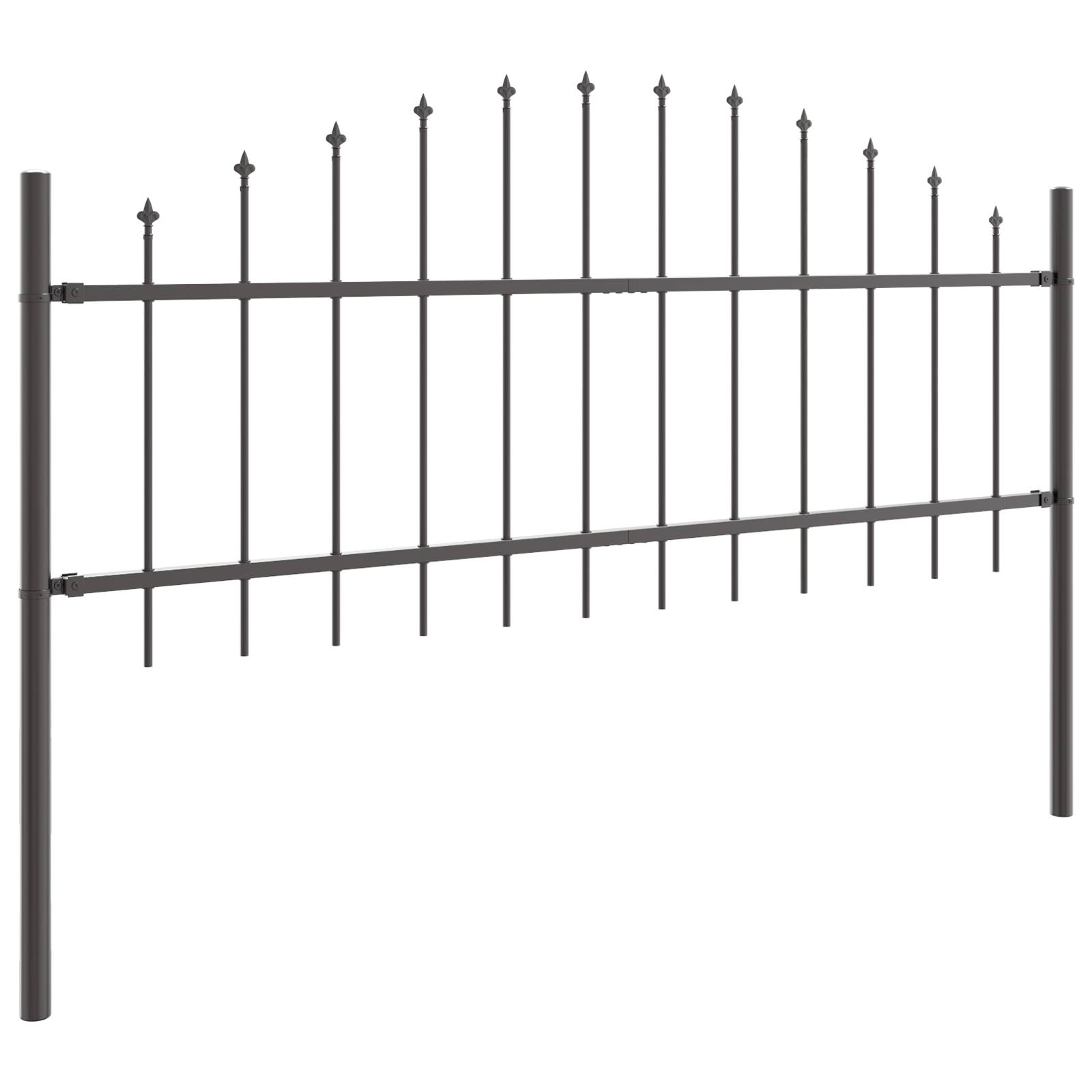 vidaXL Gartenzaun mit Bogenoberteil Grau 6,8x0,75 m Stahl