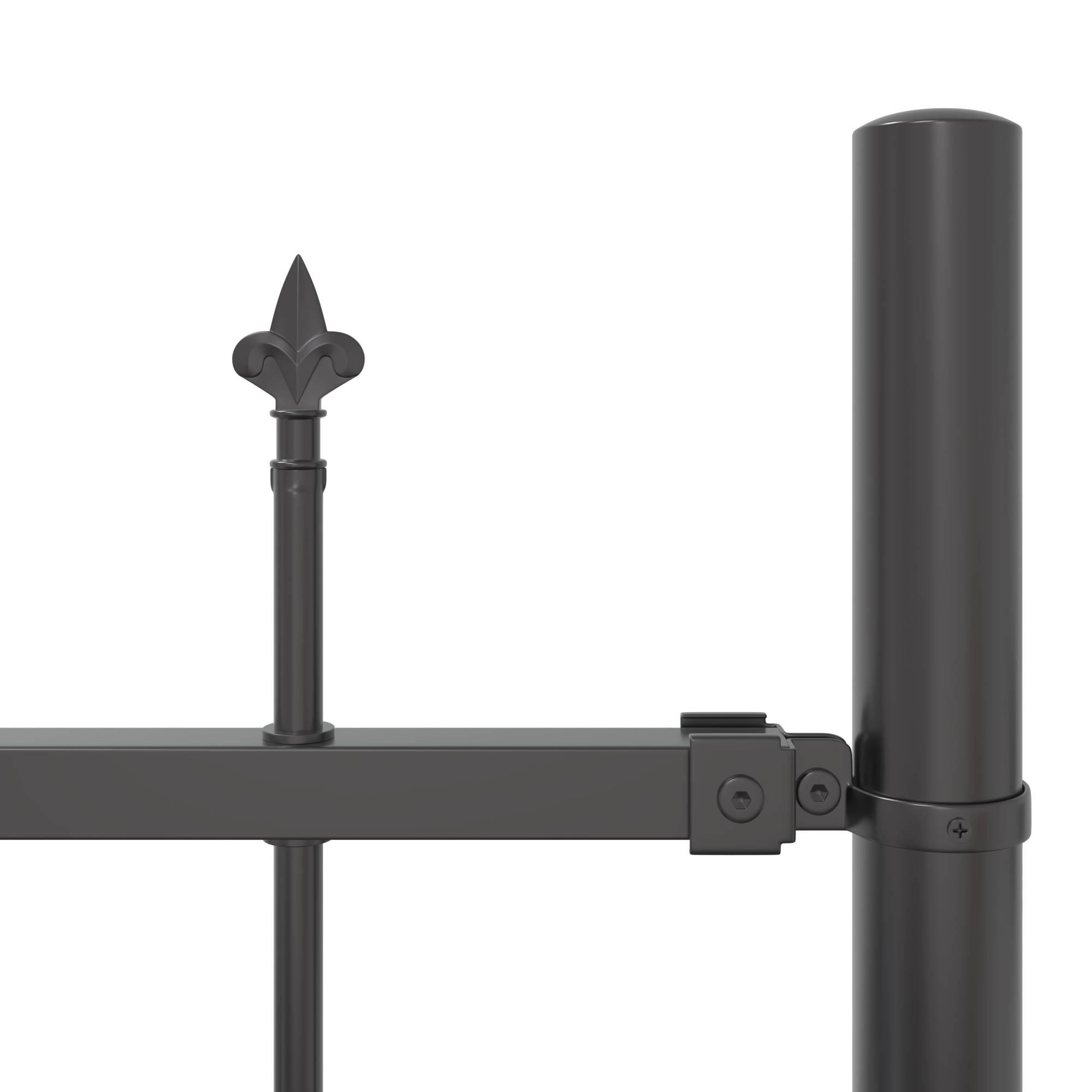 vidaXL Gartenzaun mit Bogenoberteil Grau 1,7x1,75 m Stahl