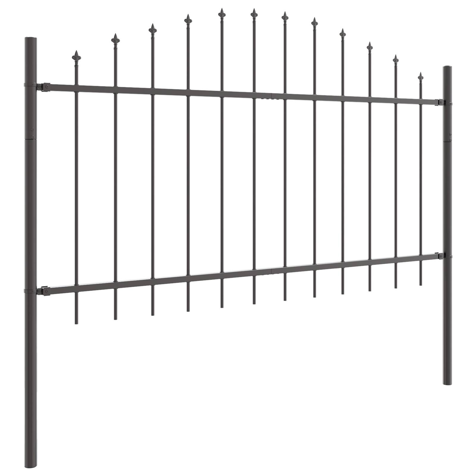 vidaXL Gartenzaun mit Bogenoberteil Grau 6,8x1 m Stahl