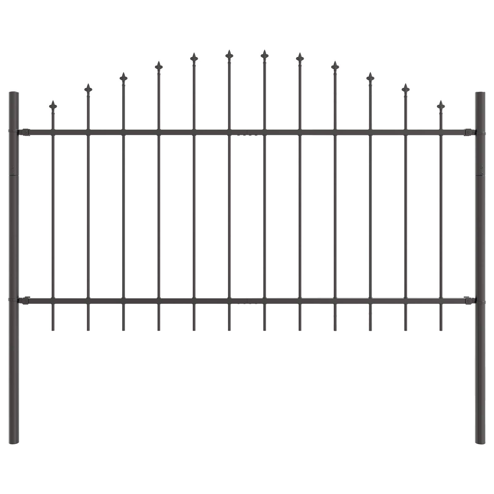 vidaXL Gartenzaun mit Bogenoberteil Grau 13,6x1 m Stahl