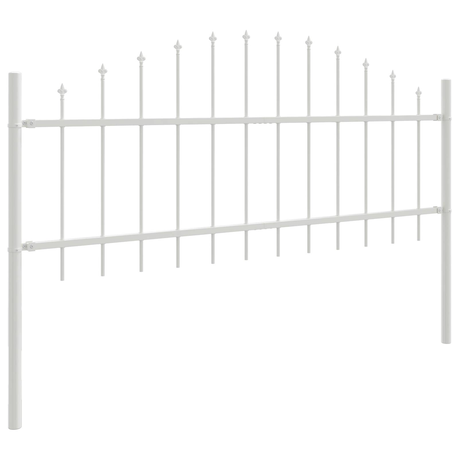 vidaXL Gartenzaun mit Bogenoberteil Weiß 8,5x0,75 m Stahl