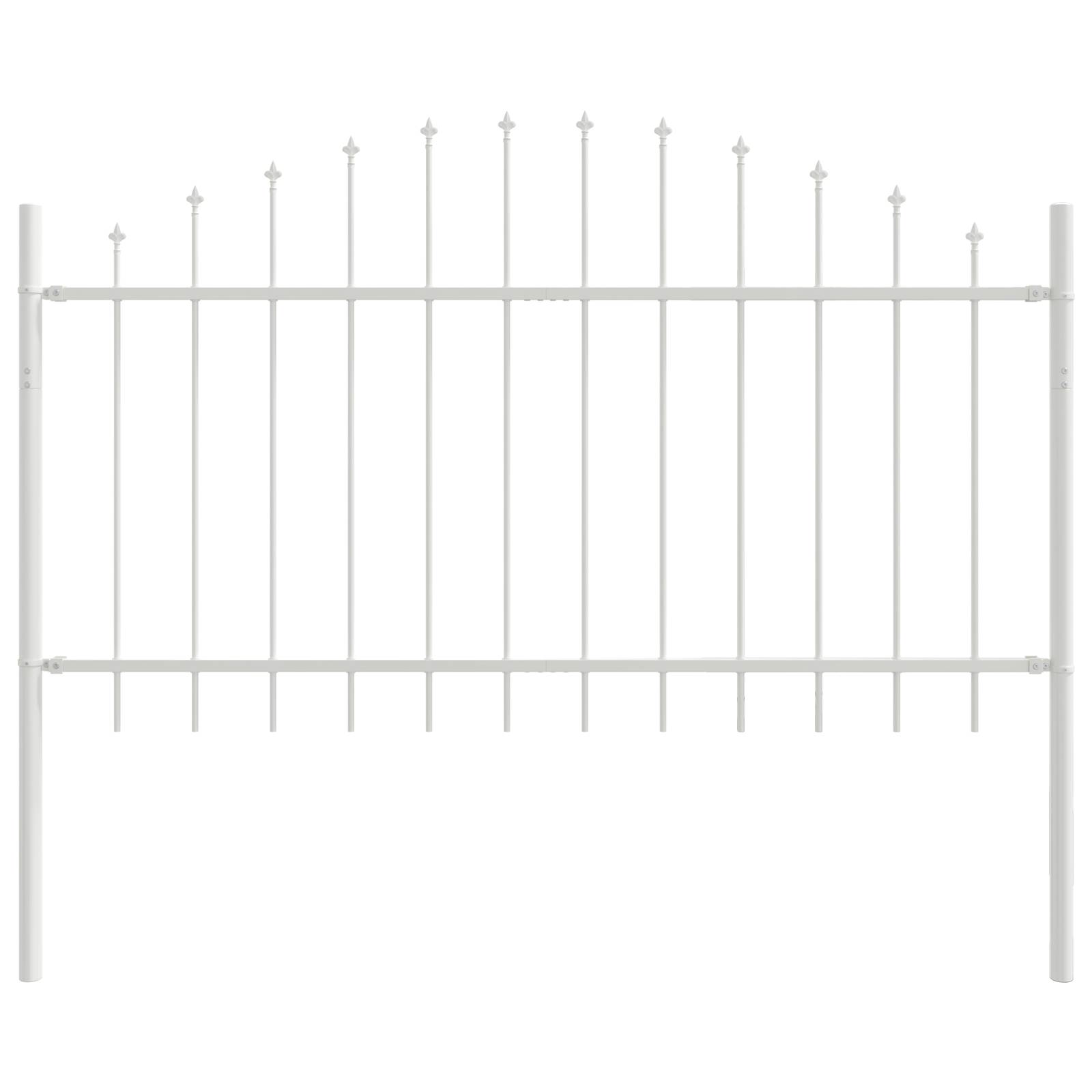 vidaXL Gartenzaun mit Bogenoberteil Weiß 5,1x1 m Stahl
