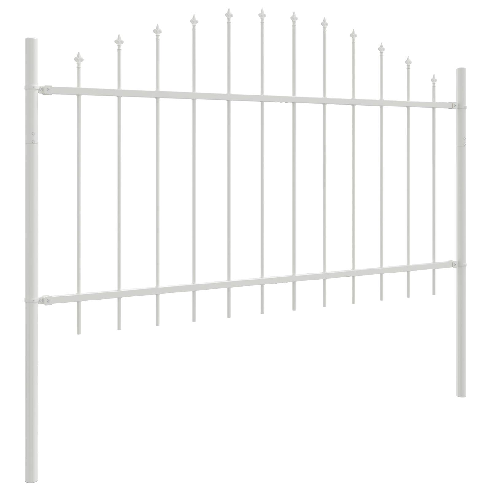 vidaXL Gartenzaun mit Bogenoberteil Weiß 5,1x1 m Stahl