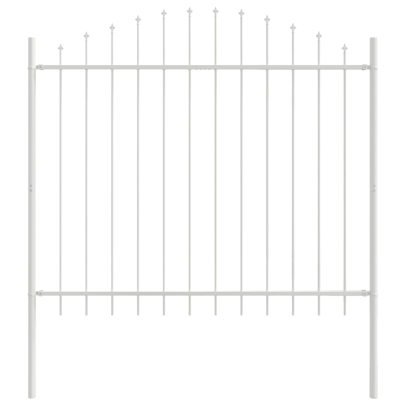 vidaXL Gartenzaun mit Bogenoberteil Weiß 5,1x1,25 m Stahl