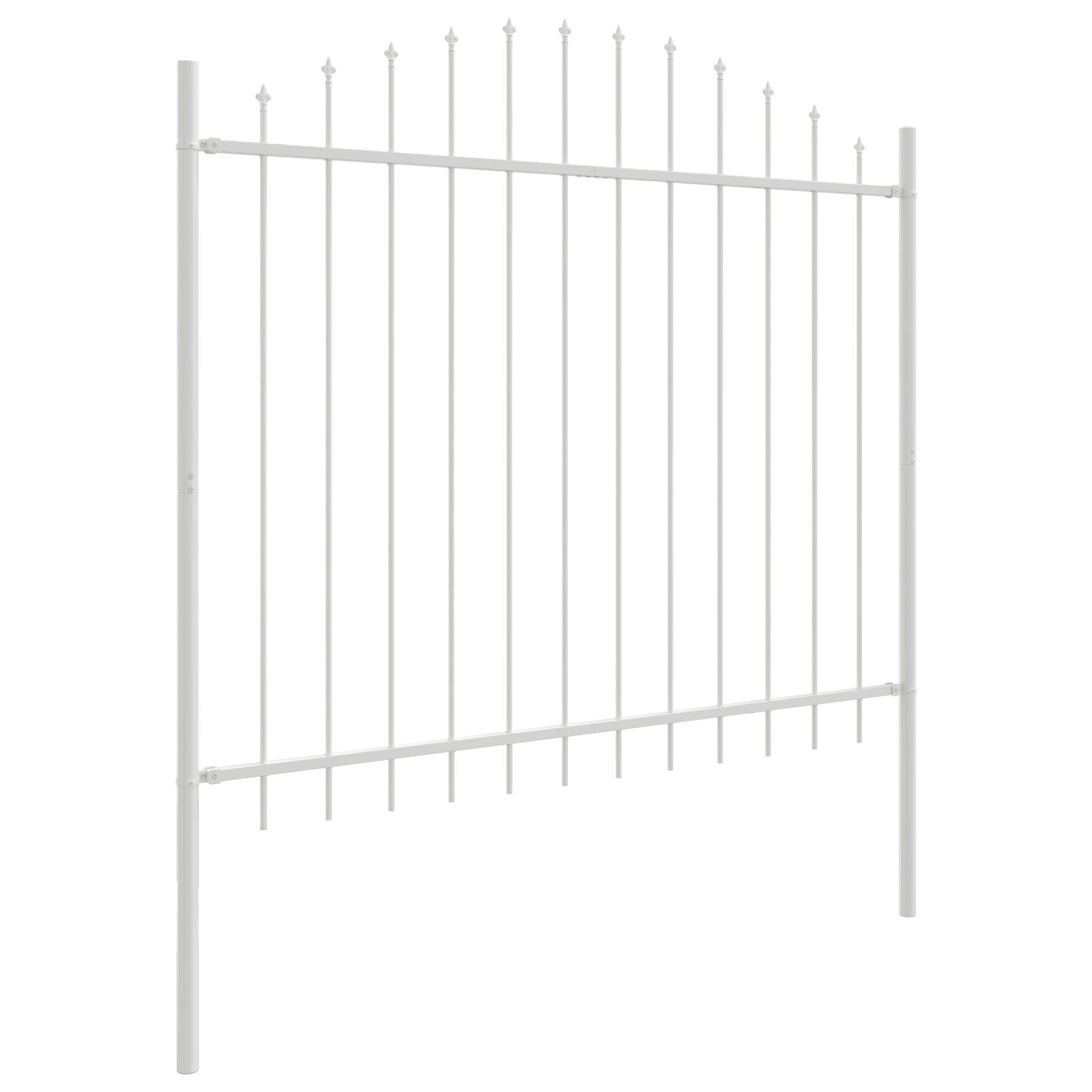 vidaXL Gartenzaun mit Bogenoberteil Weiß 8,5x1,5 m Stahl
