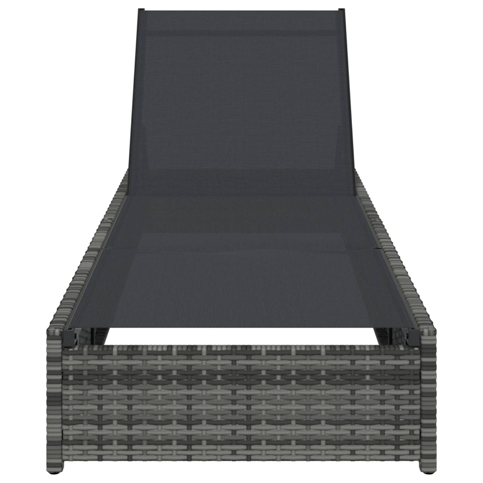 vidaXL Sonnenliege Grau 60x200x27 cm Poly Rattan