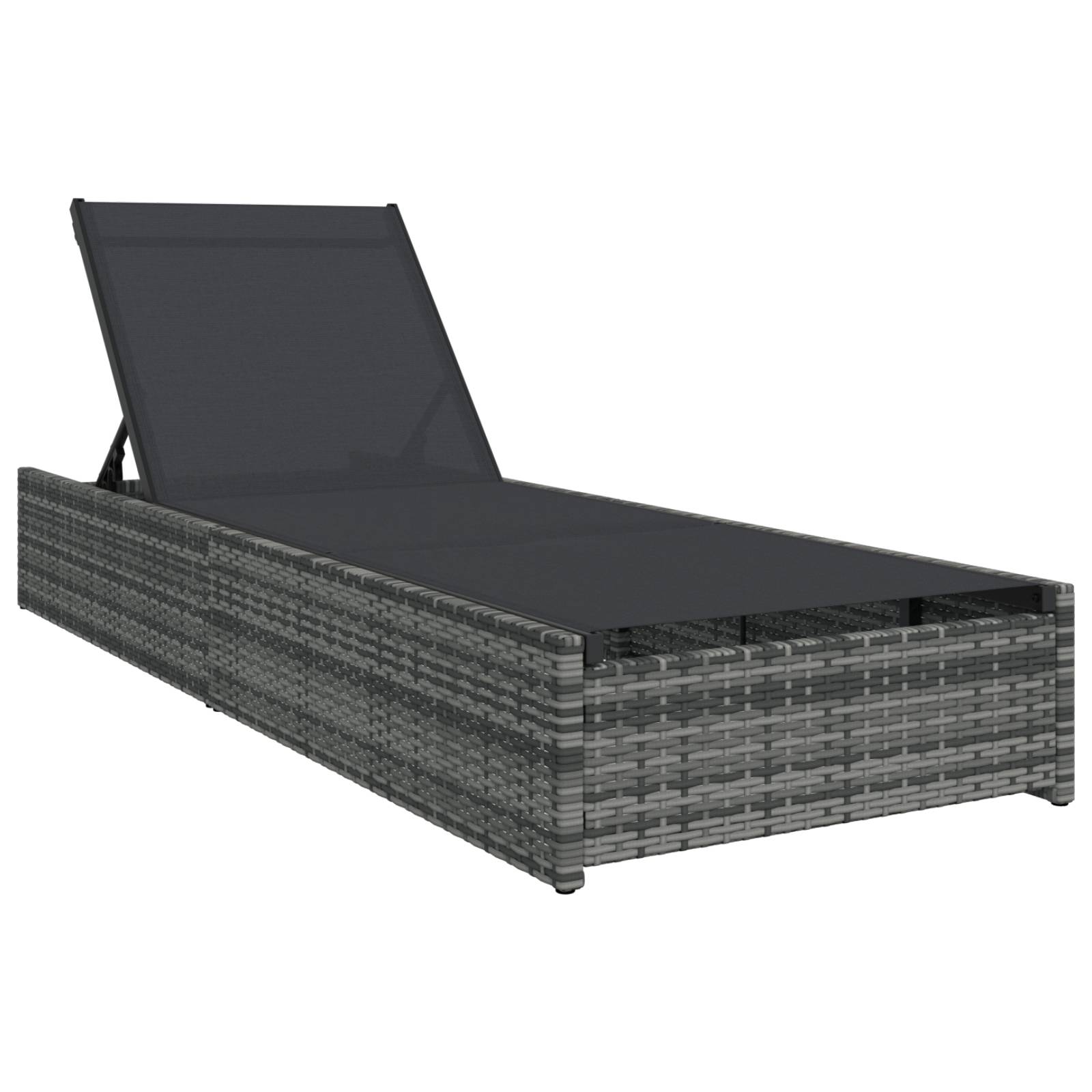 vidaXL Sonnenliege Grau 60x200x27 cm Poly Rattan