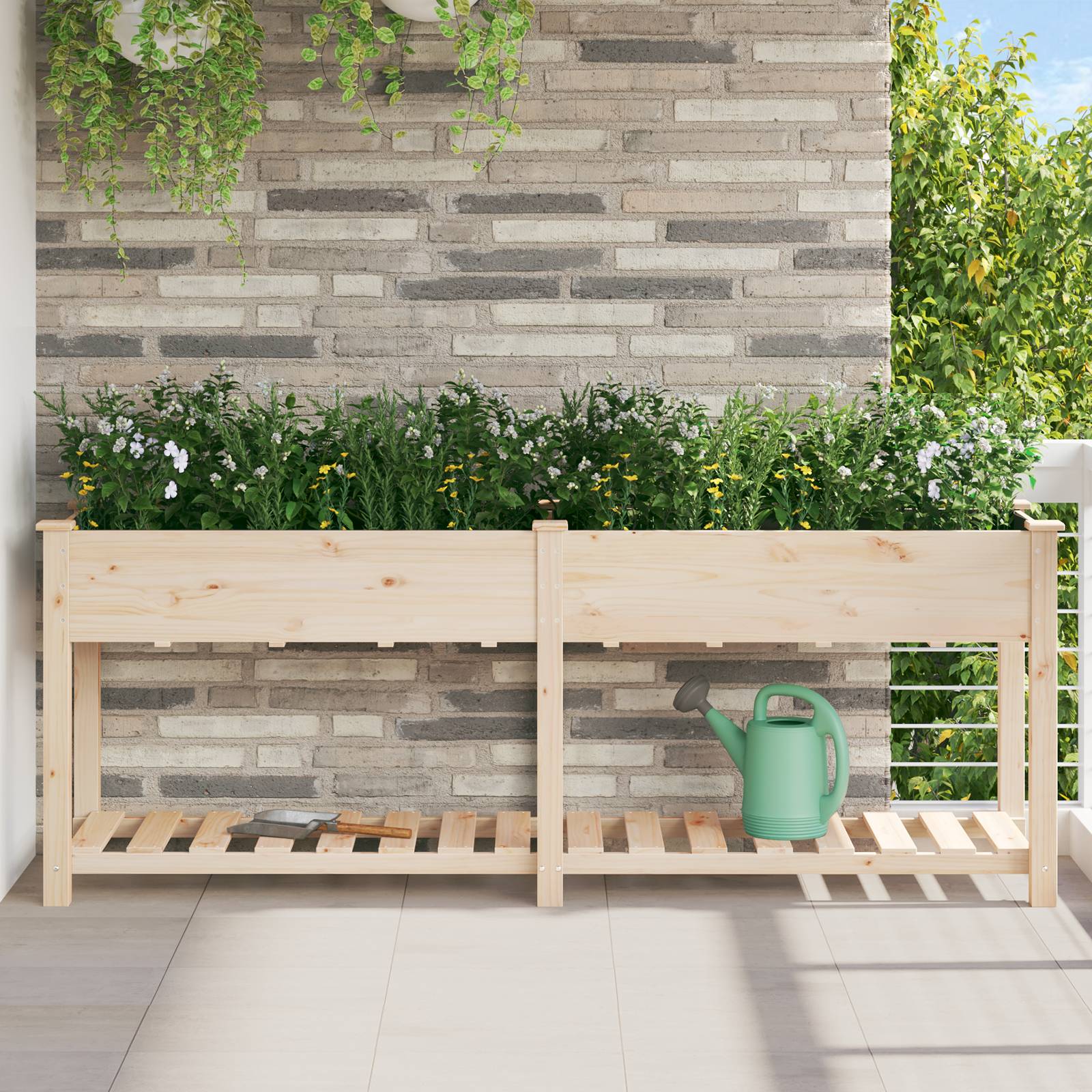 vidaXL Pflanzkasten mit Ablage 203x53x76 cm Massivholz Tanne