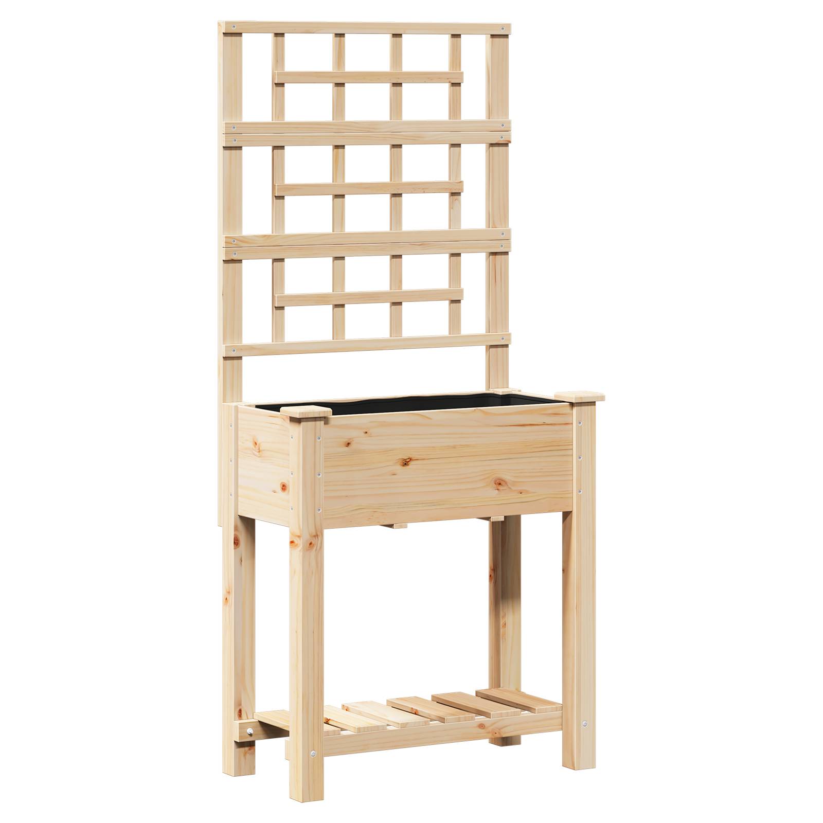 vidaXL Pflanzkasten mit Rankgitter & Ablage 71x37x152 cm Tannenholz