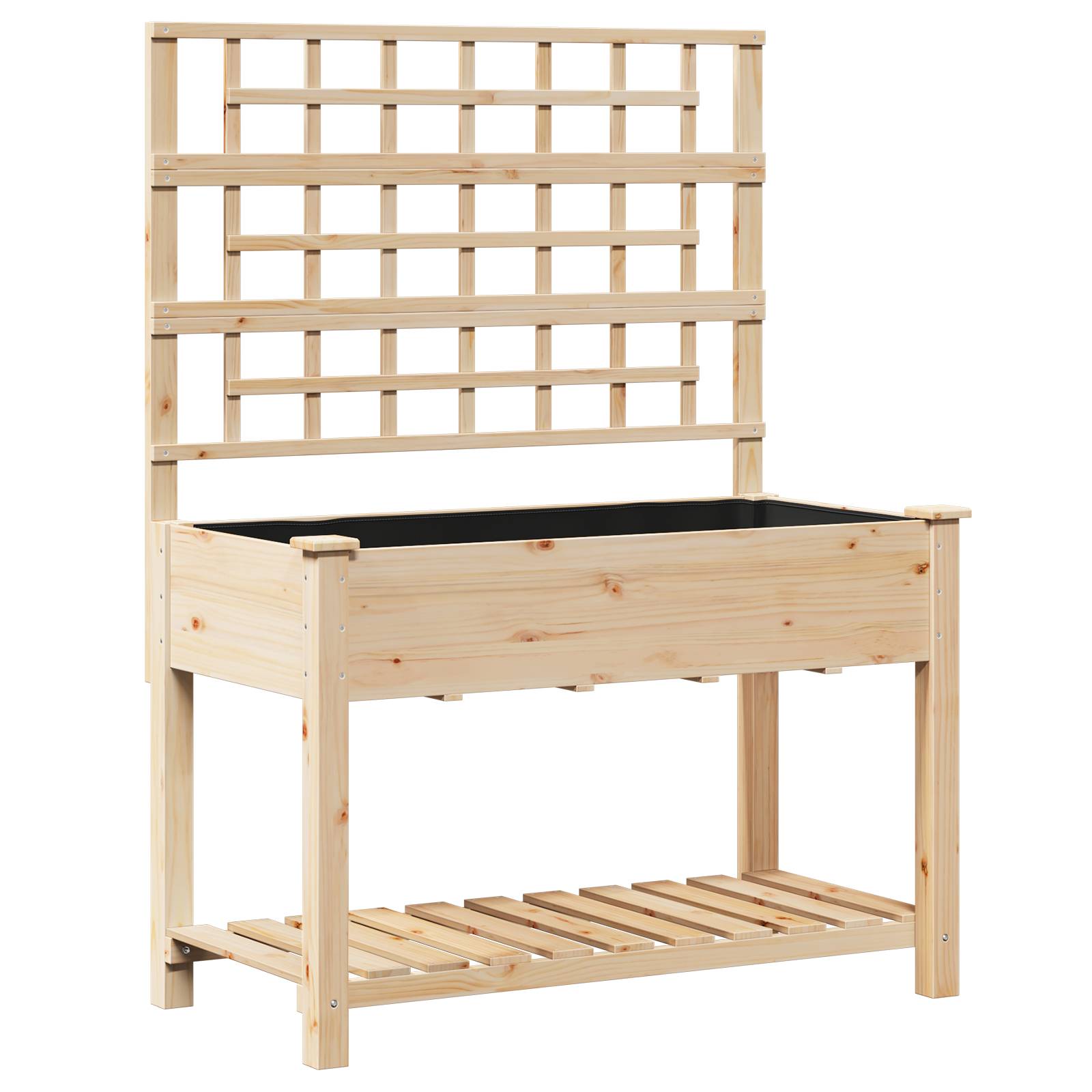 vidaXL Pflanzkasten mit Rankgitter & Ablage 115x59x152 cm Tannenholz