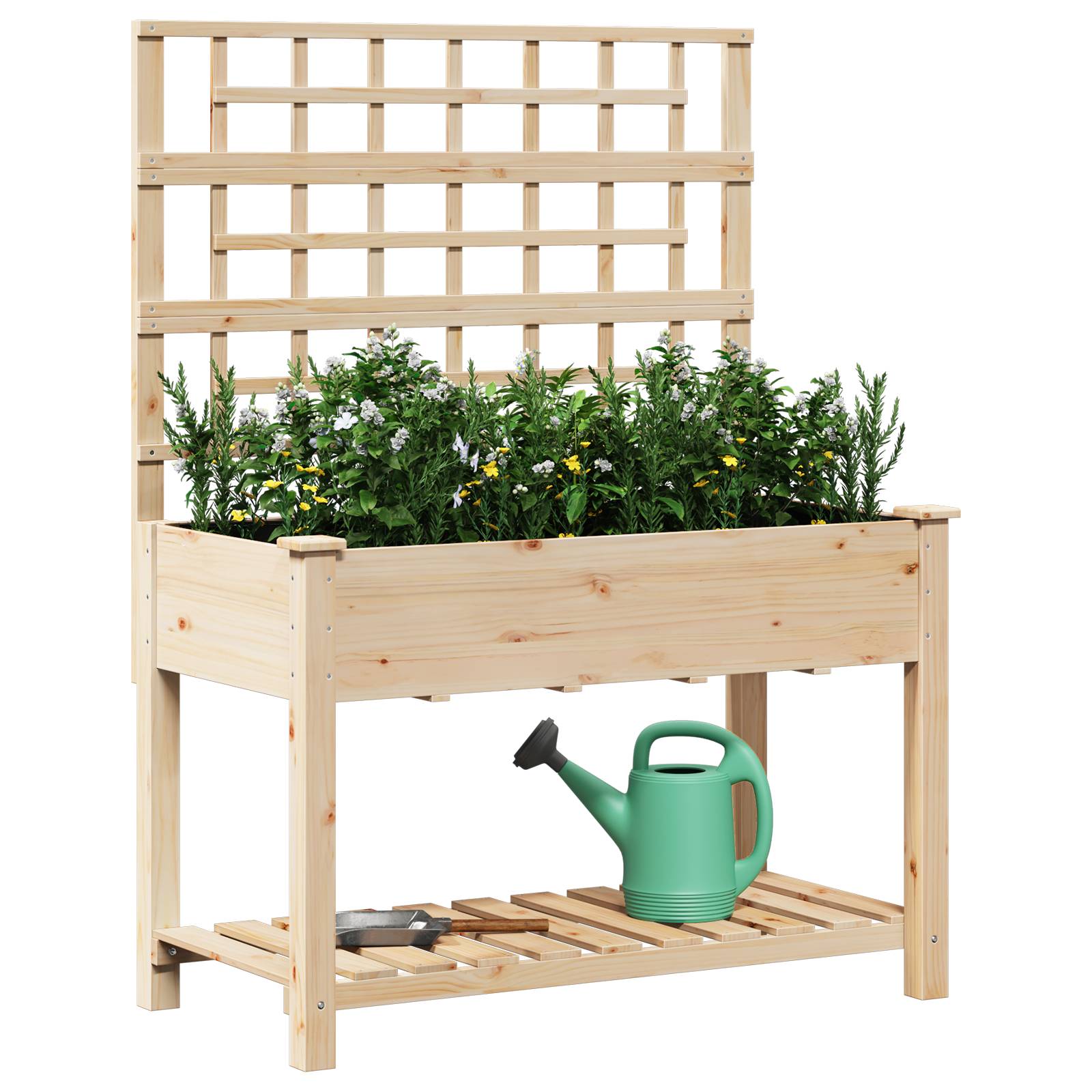 vidaXL Pflanzkasten mit Rankgitter & Ablage 115x59x152 cm Tannenholz