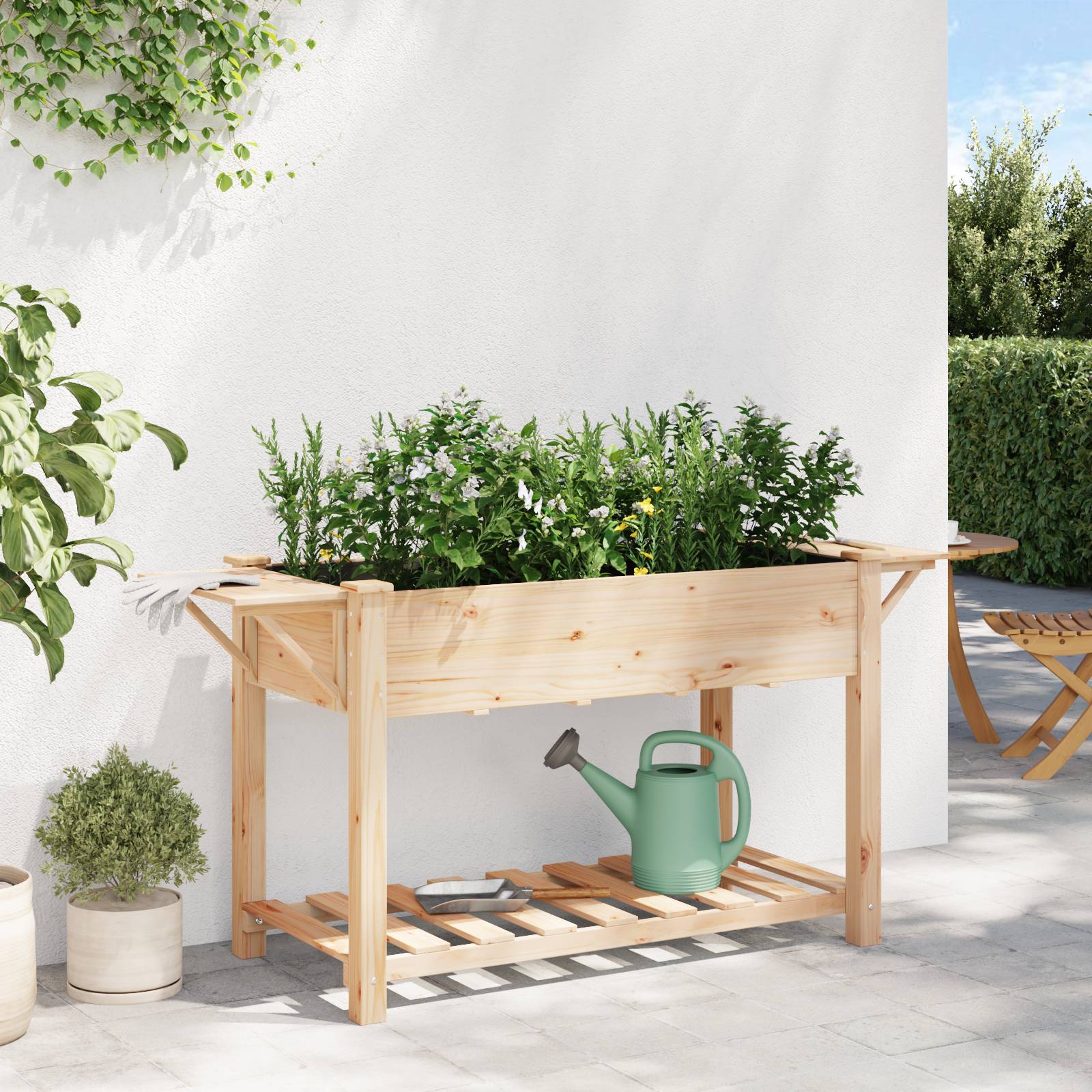 vidaXL Pflanzkasten mit Ablagen 155x59x76 cm Massivholz Tanne