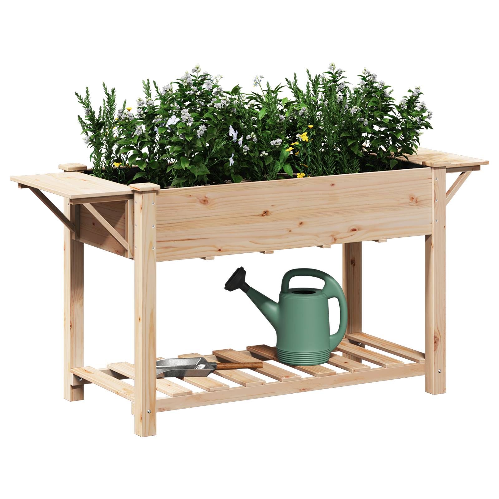 vidaXL Pflanzkasten mit Ablagen 155x59x76 cm Massivholz Tanne