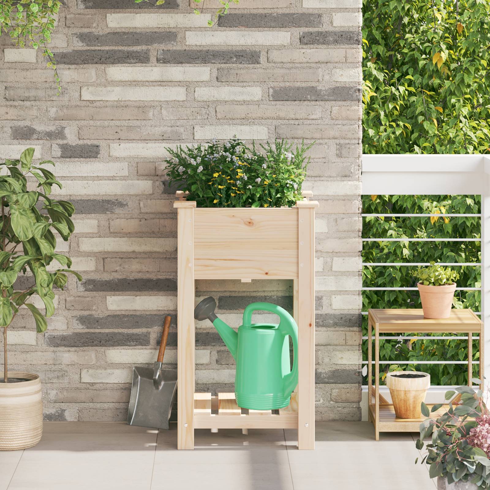 vidaXL Pflanzkasten mit Ablage 45x45x76 cm Massivholz Tanne