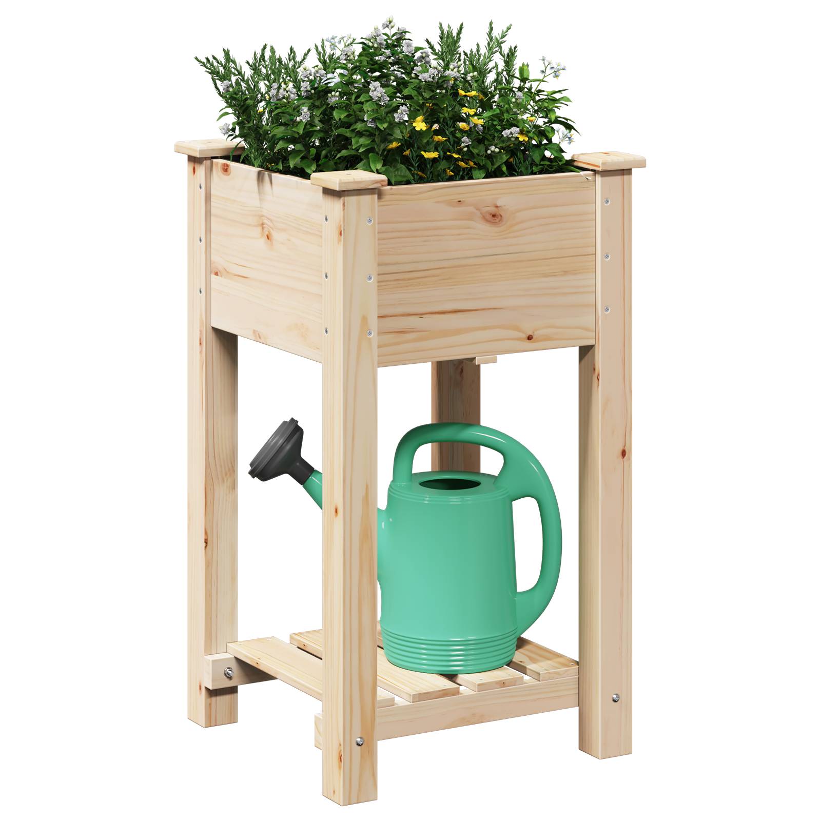 vidaXL Pflanzkasten mit Ablage 45x45x76 cm Massivholz Tanne