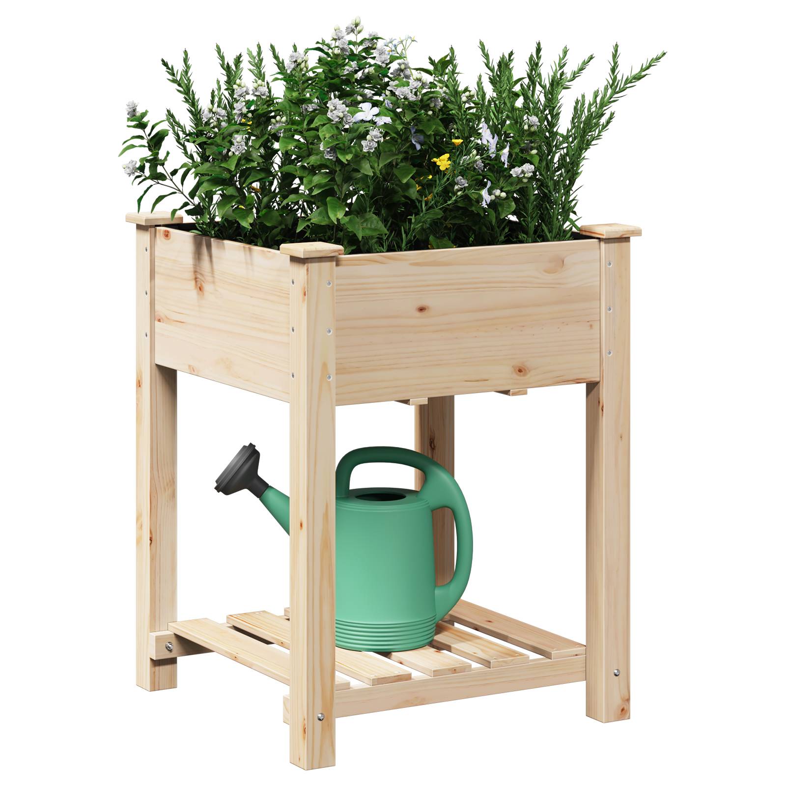 vidaXL Pflanzkasten mit Ablage 60x60x76 cm Massivholz Tanne