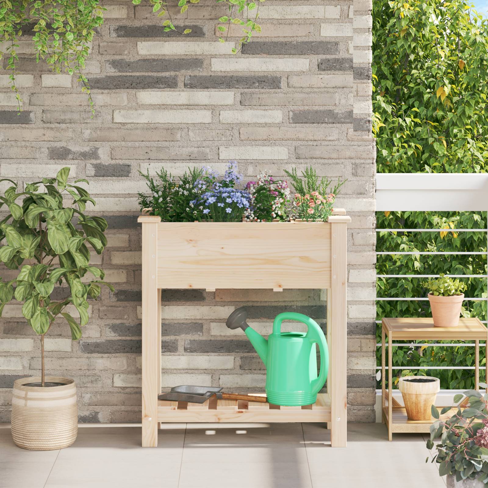 vidaXL Pflanzkasten mit Rankgitter 71x37x76 cm Massivholz Tanne