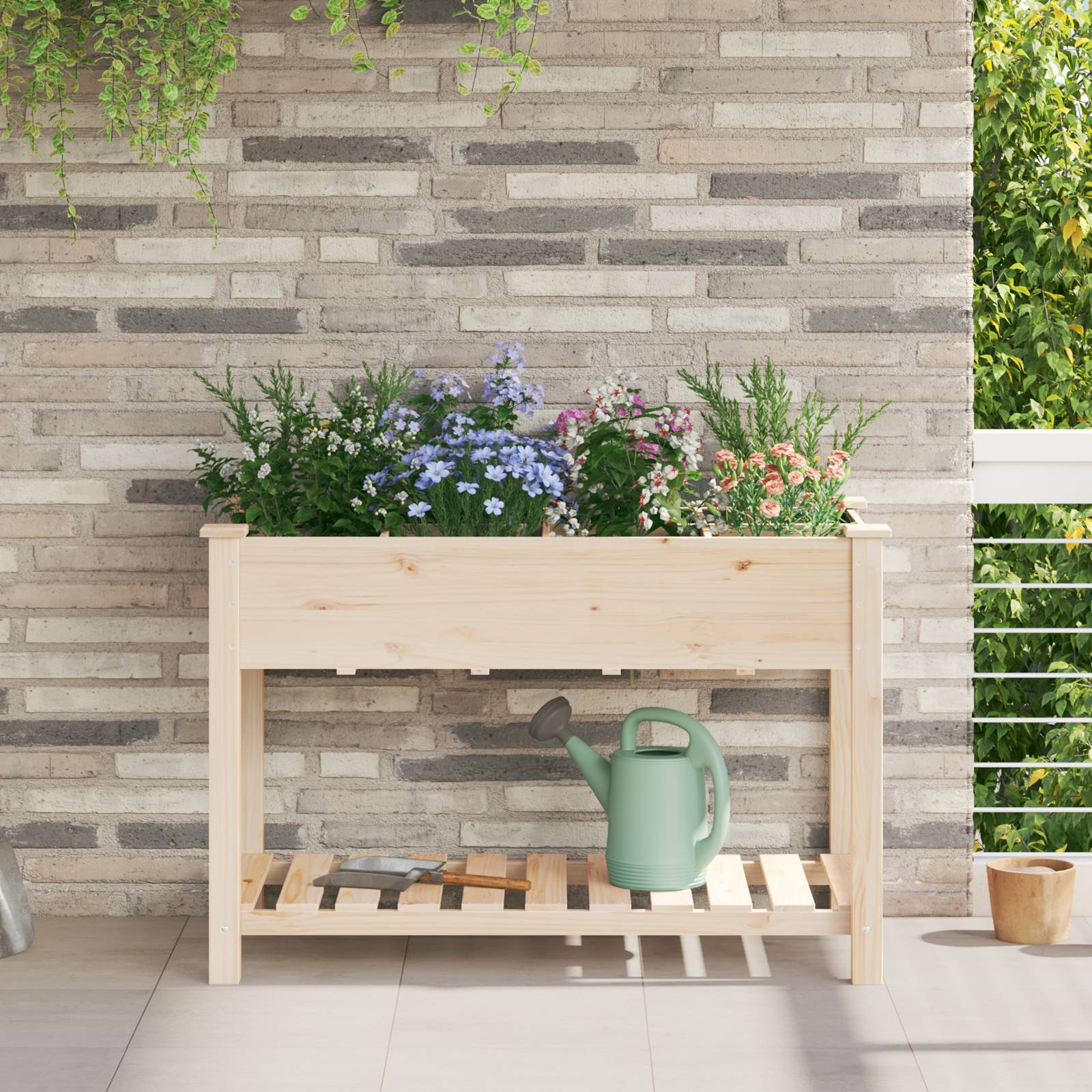 vidaXL Pflanzkasten mit Rankgitter 115x59x76 cm Massivholz Tanne