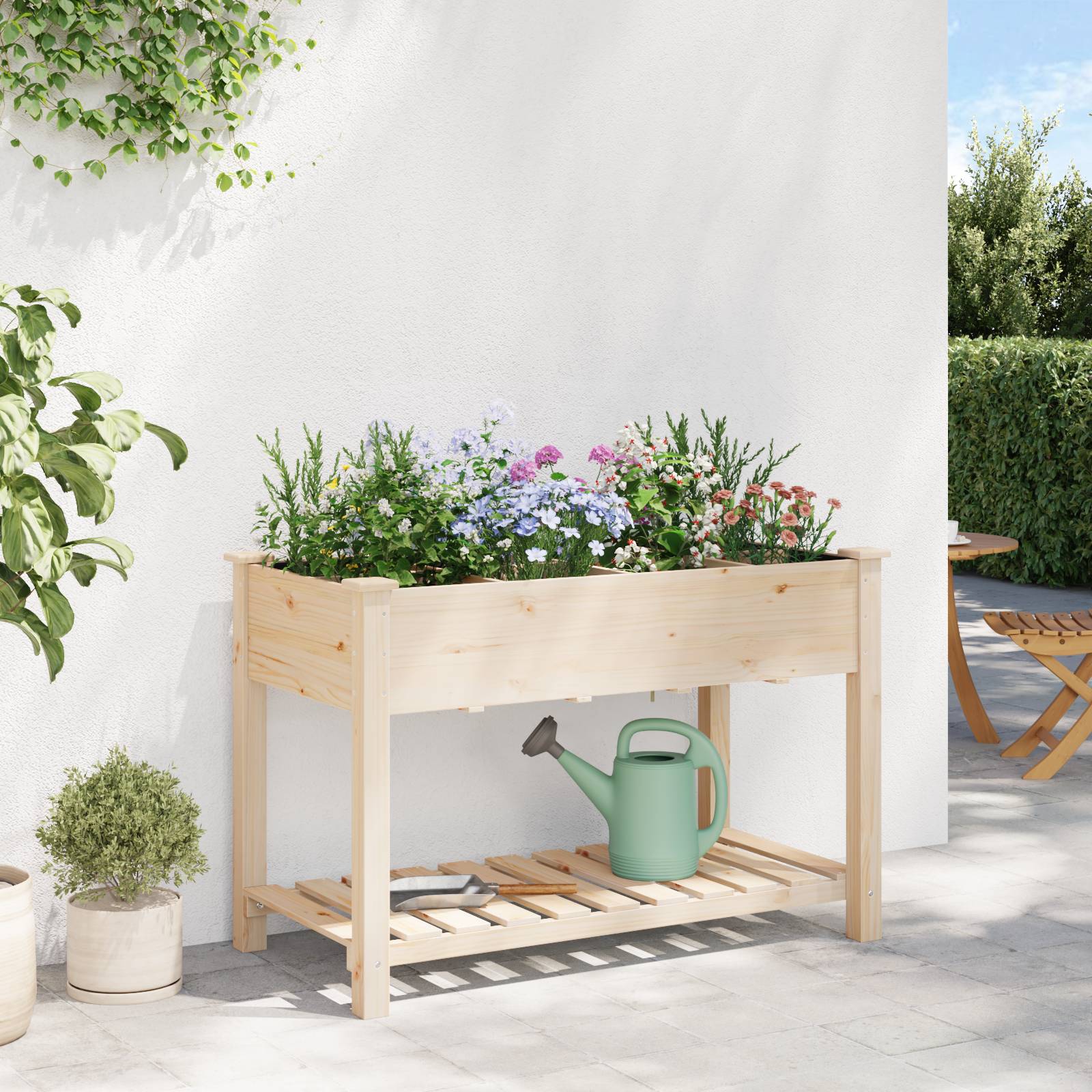 vidaXL Pflanzkasten mit Rankgitter 115x59x76 cm Massivholz Tanne