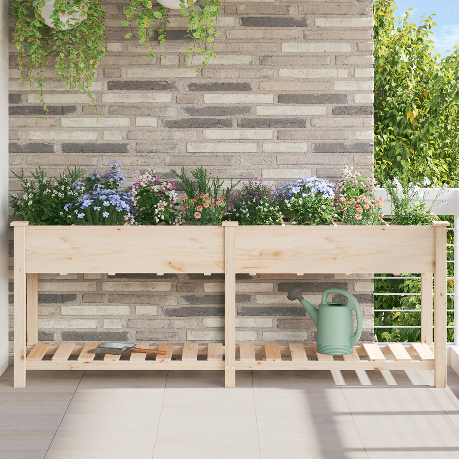 vidaXL Pflanzkasten mit Rankgitter 203x53x76 cm Massivholz Tanne