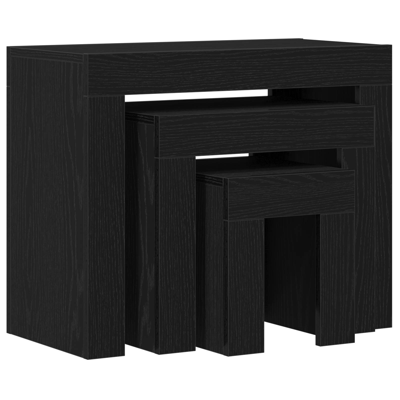 vidaXL 3-tlg. Satztisch-Set Schwarz Eiche Holzwerkstoff