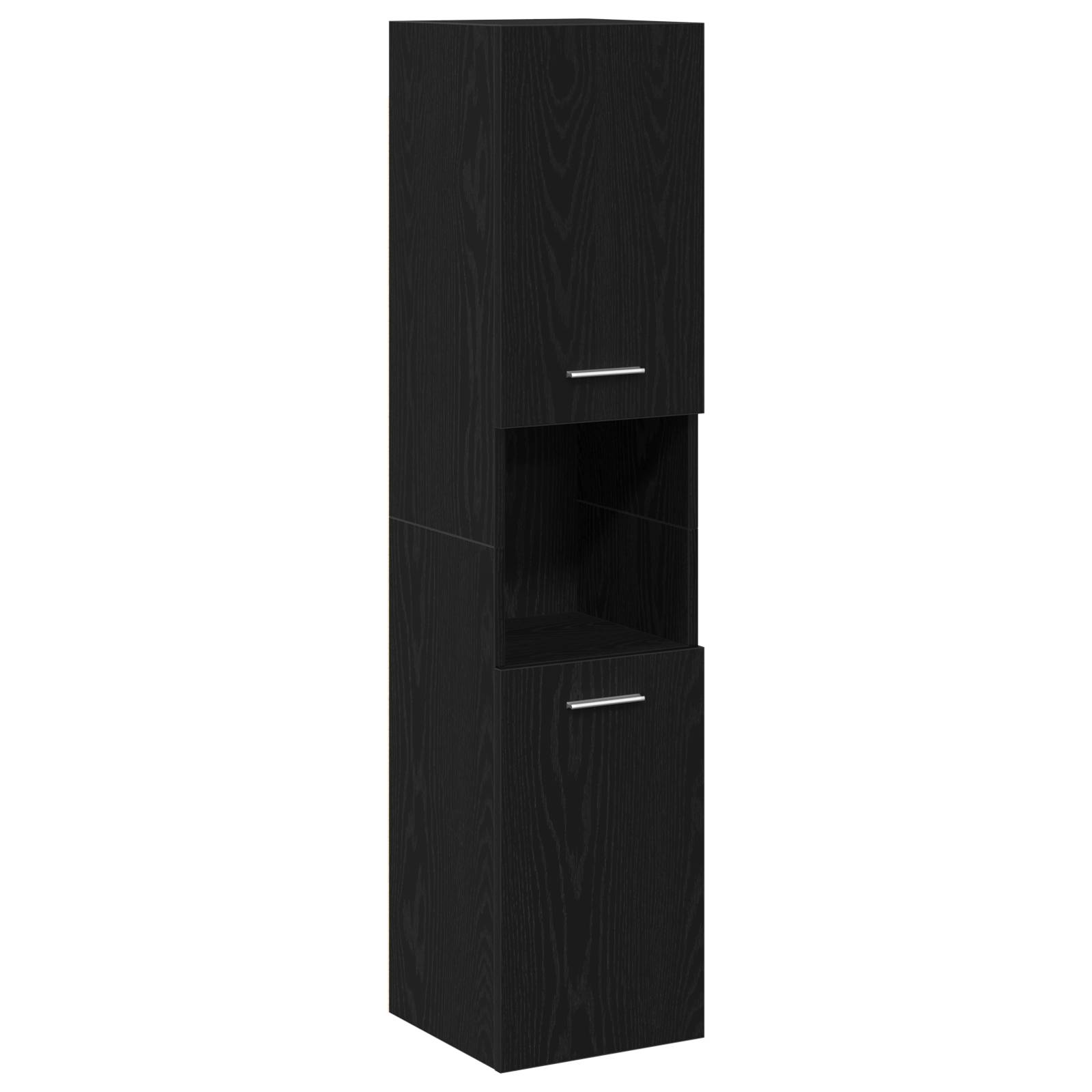 vidaXL Badezimmer Wandschrank Schwarz Eiche 30x30x130 cm aus Ingenieurholz