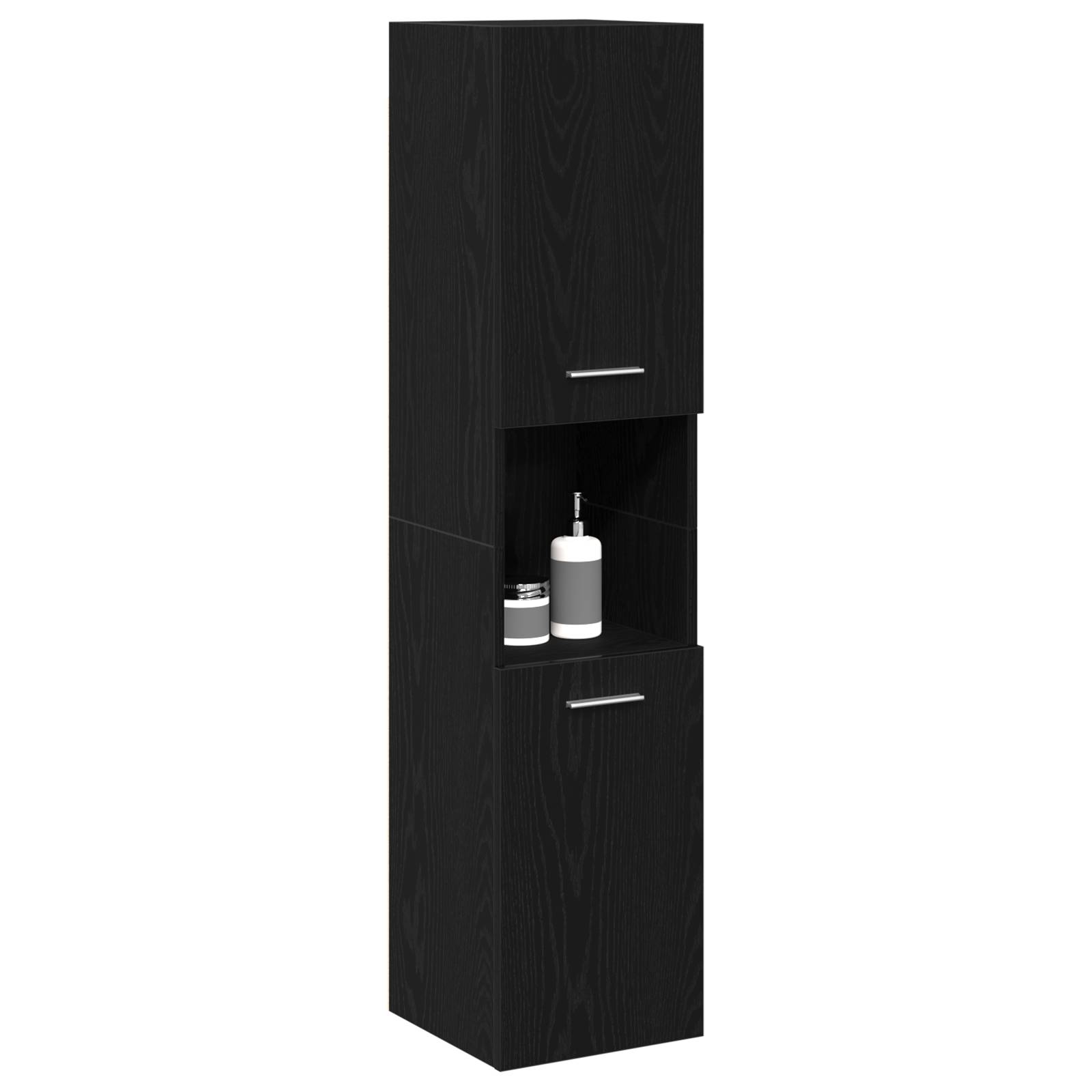 vidaXL Badezimmer Wandschrank Schwarz Eiche 30x30x130 cm aus Ingenieurholz