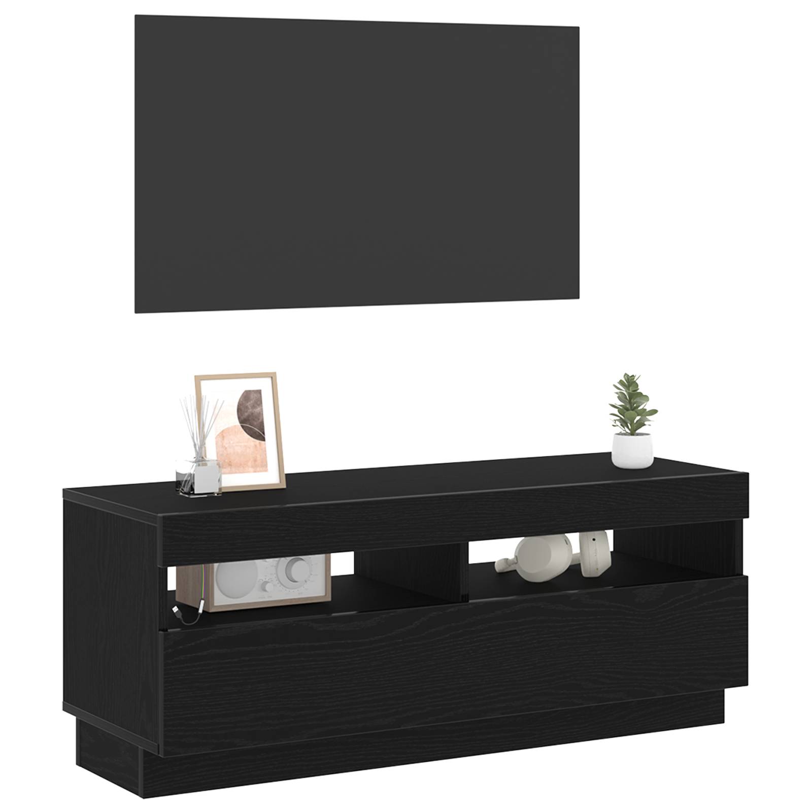 vidaXL LED TV-Möbel Schwarz Eiche 100x35x40 cm Holzwerkstoff