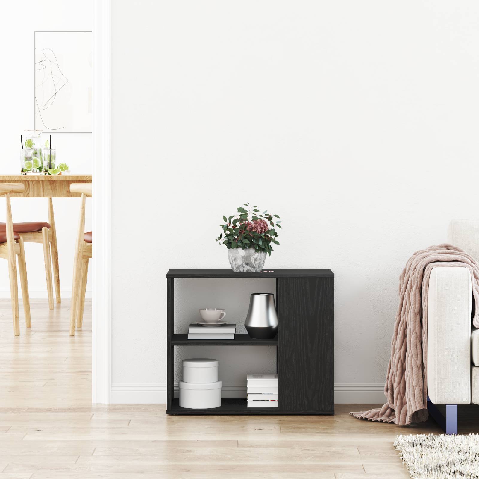 vidaXL Sideboard in schwarzer Eiche, 60x30x50 cm, aus Holzwerkstoff