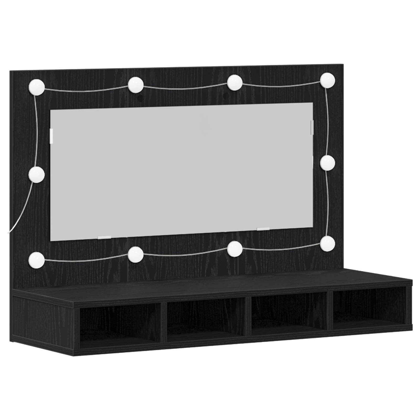vidaXL LED Spiegelschrank Schwarz Eiche 90x31,5x62 cm
