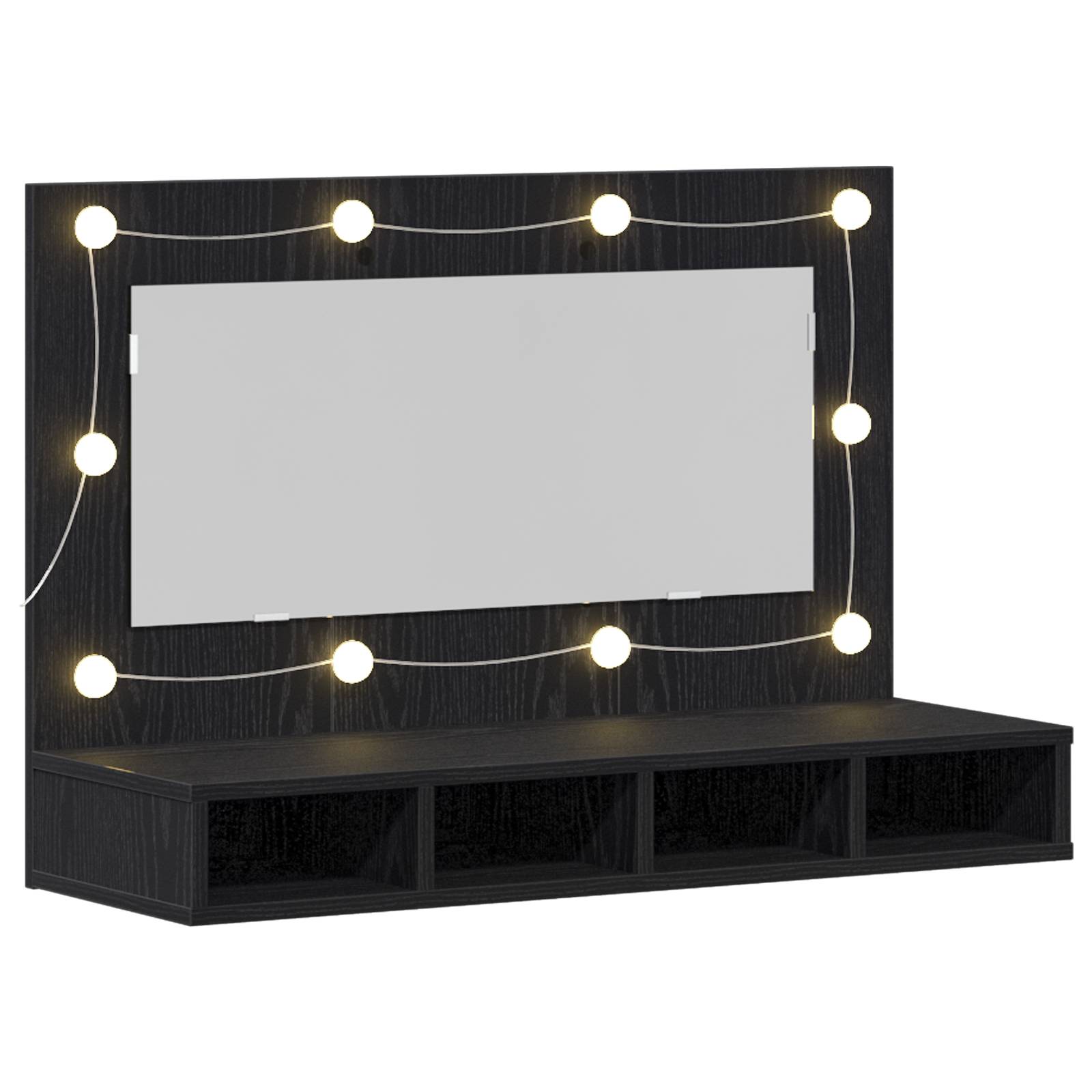vidaXL LED Spiegelschrank Schwarz Eiche 90x31,5x62 cm