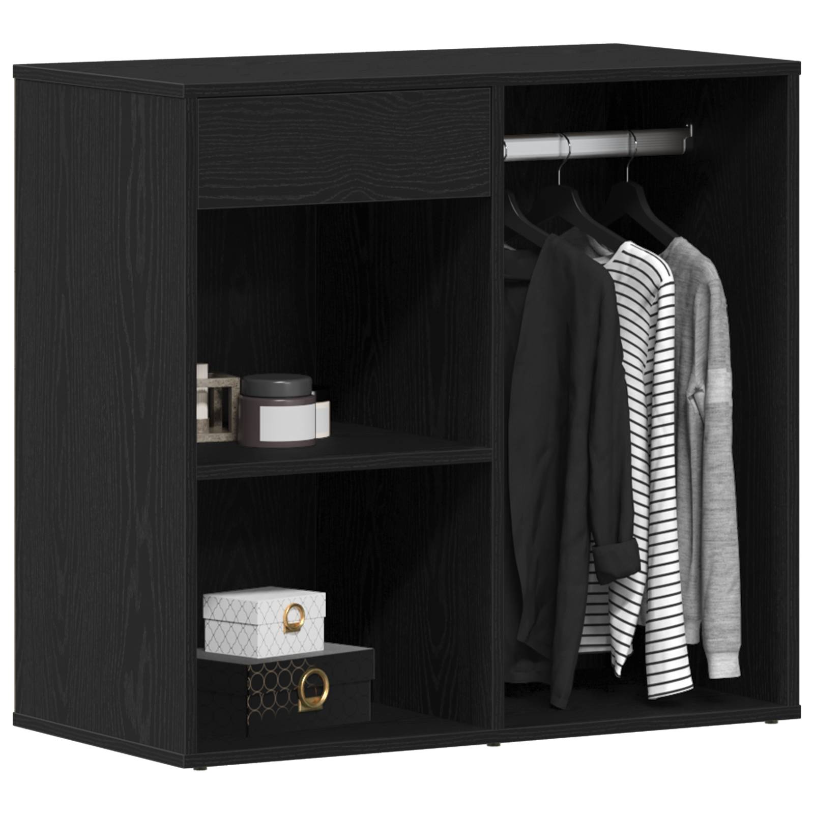 vidaXL Schwarzer Eichen-Kosmetikschrank 80x40x75 cm aus Holzwerkstoff