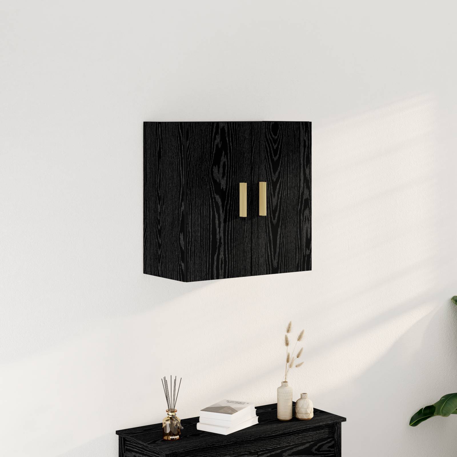 vidaXL Schwarzer Eichen-Wandschrank - 60x30x60 cm, Hergestellt aus Holzwerkstoff