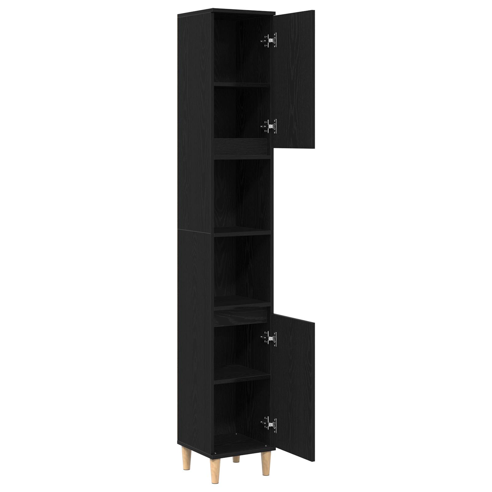 vidaXL Badschrank Schwarz Eiche 30x30x190 cm Holzwerkstoff